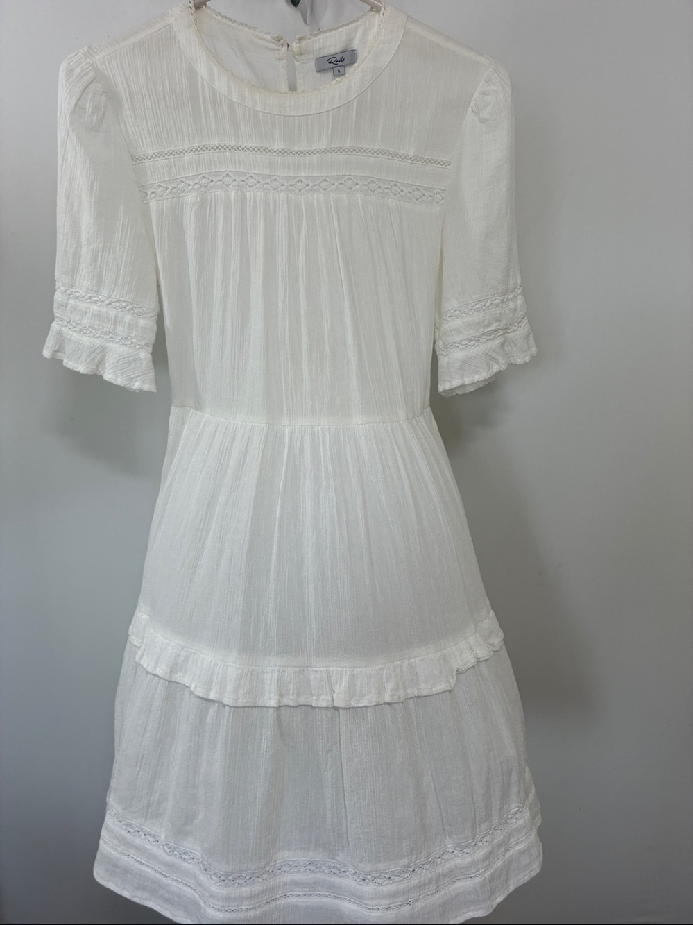 Rails  Dress White  Ruffle Trim Midi Dress Size Small NWOT